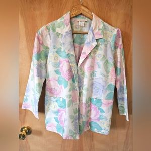 Vintage 80s Floral Jacket BLAZER Size 14